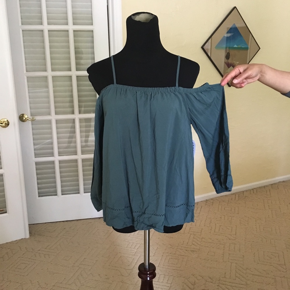 Off-the-Shoulder Teal Blouse